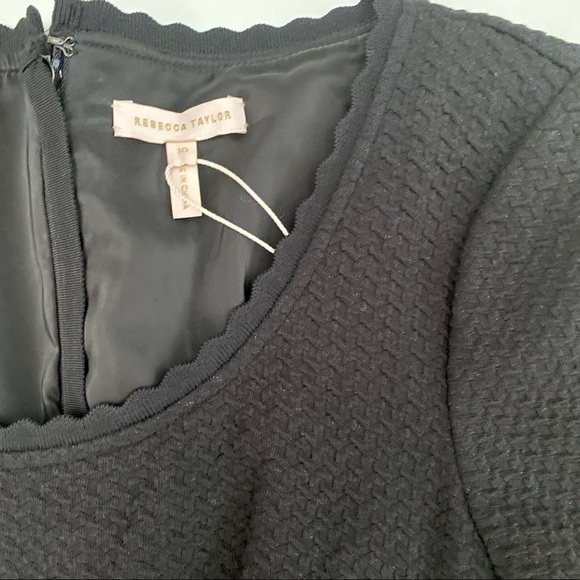 Rebecca Taylor Textured Fit And Flare Black Dress Sz 10 - Picture 8 of 12